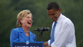 hillary and obama laughing