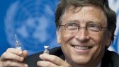 Bill Gates, Co-Chair the Bill & Melinda Gates Foundation shows a vaccine during the press conference. UN Photo / Jean-Marc Ferr