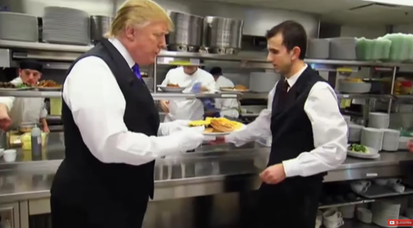 Image: President Trump Works as a Waiter at His Own Hotel (Video)